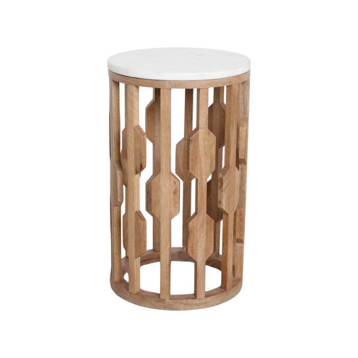 Atjeh bijzettafel marmer wit - 40x40x50 cm-bijzettafel-Raw Materials-Ik Hout ervan.