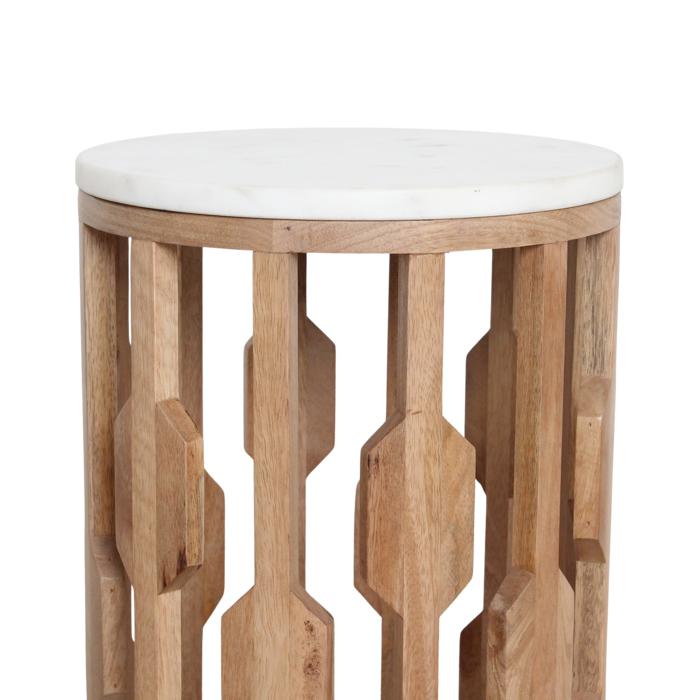 Atjeh bijzettafel marmer wit - 40x40x50 cm-bijzettafel-Raw Materials-Ik Hout ervan.