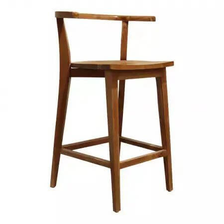 Bohemian houten barkruk Blair met stijlvol design, perfect voor een levendig interieur.