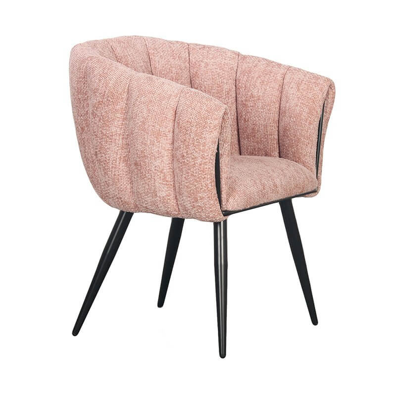 Pastel roze Breeze stoel met zachte rugleuning, perfect voor luxe en comfort aan de eettafel, set van 2.