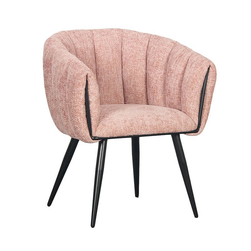 Pastel roze Breeze eetstoel met zachte rugleuning en stijlvol design, set van 2. Perfect voor luxe dineren en bijeenkomsten.
