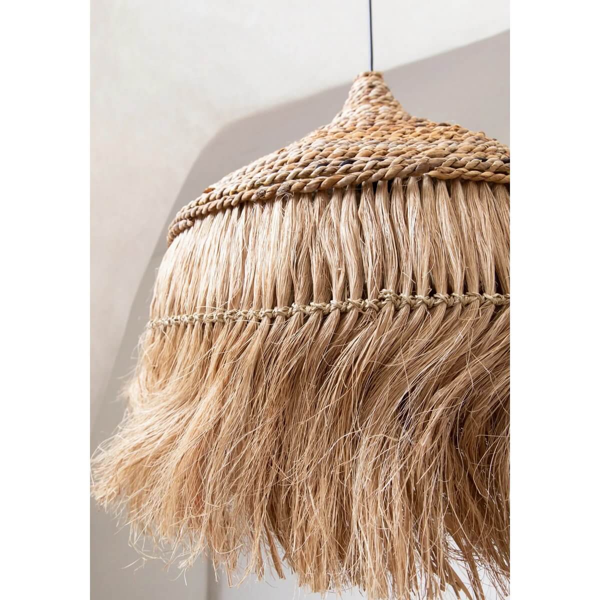 Boho De Abaca Hoola hanger lampenkap van natuurlijk gras voor slaapkamer, woonkamer of kinderkamer, zonder bedrading.