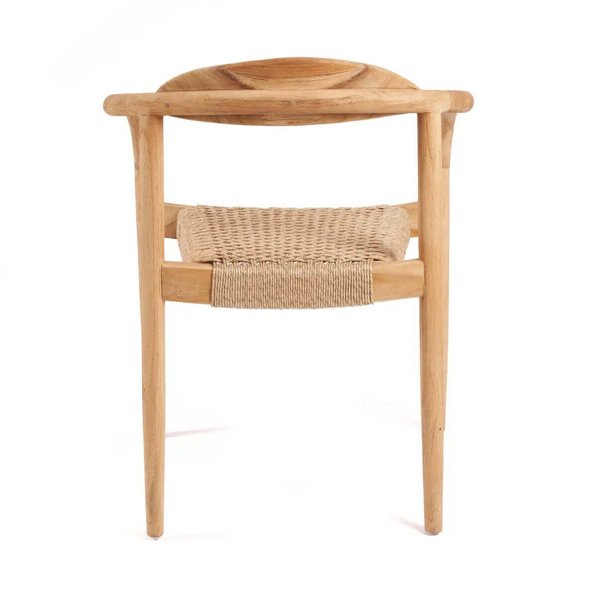 De Amaya Eetkamerstoel van natuurlijk teak, ideaal voor buitengebruik. Duurzaam en stijlvol design voor uw terras.
