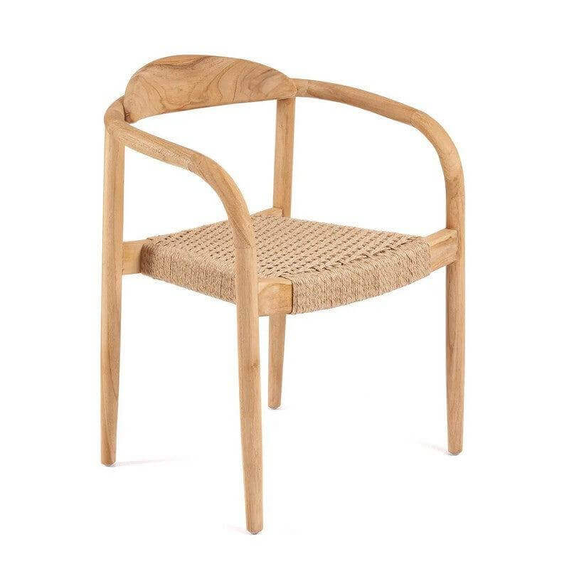 De Amaya eetkamerstoel van herstel teak voor buiten, 55cm breed, 83cm hoog, duurzaam en stijlvol zitcomfort voor gezellige maaltijden.