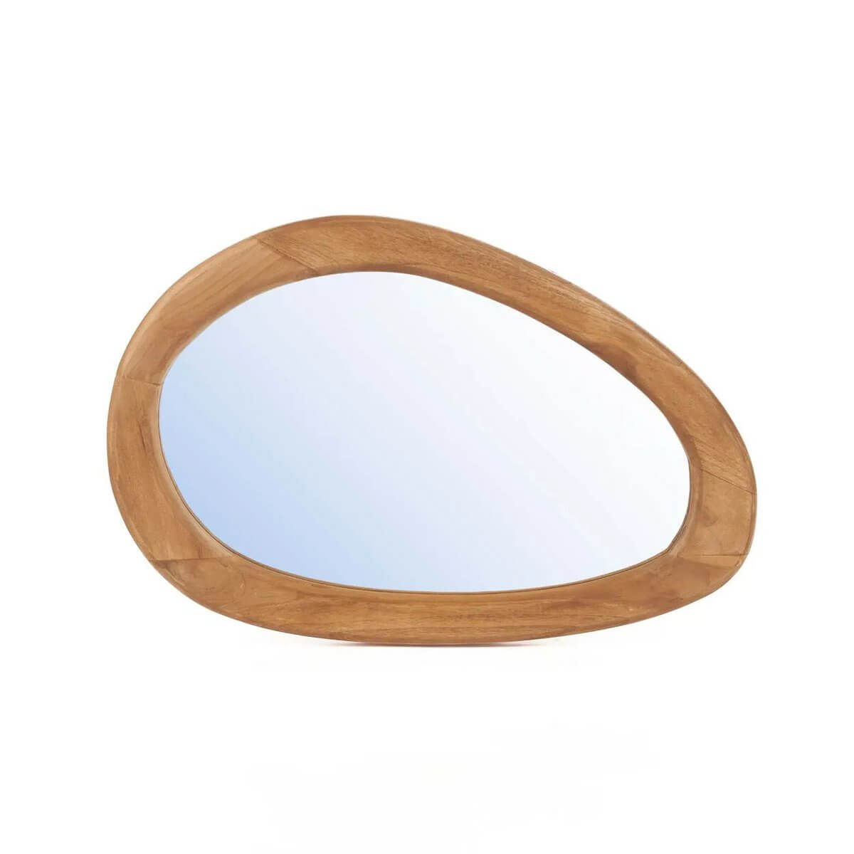 Bohemian Organic Mirror with teak frame, adding warmth and natural beauty to any space with its unique, fluid design.