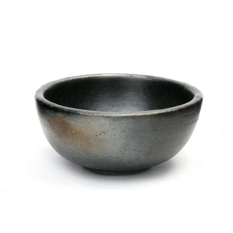 Zwarte gebrande terracotta kom, antiek look, klein formaat; uniek servies geschikt voor elke gelegenheid, vaatwasmachinebestendig