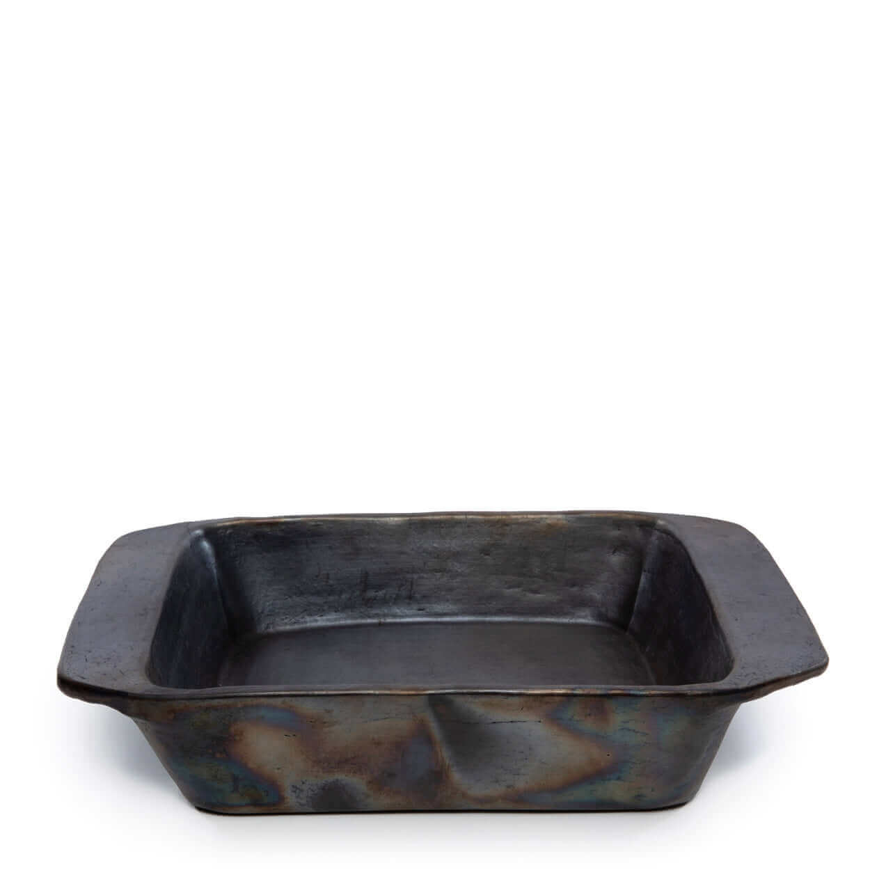 De Burned Oven Schaal - Zwart, stijlvol terracotta ovenschotel, perfect voor maaltijden met familie en vrienden, 37x28x14 cm, niet vaatwasmachinebestendig.