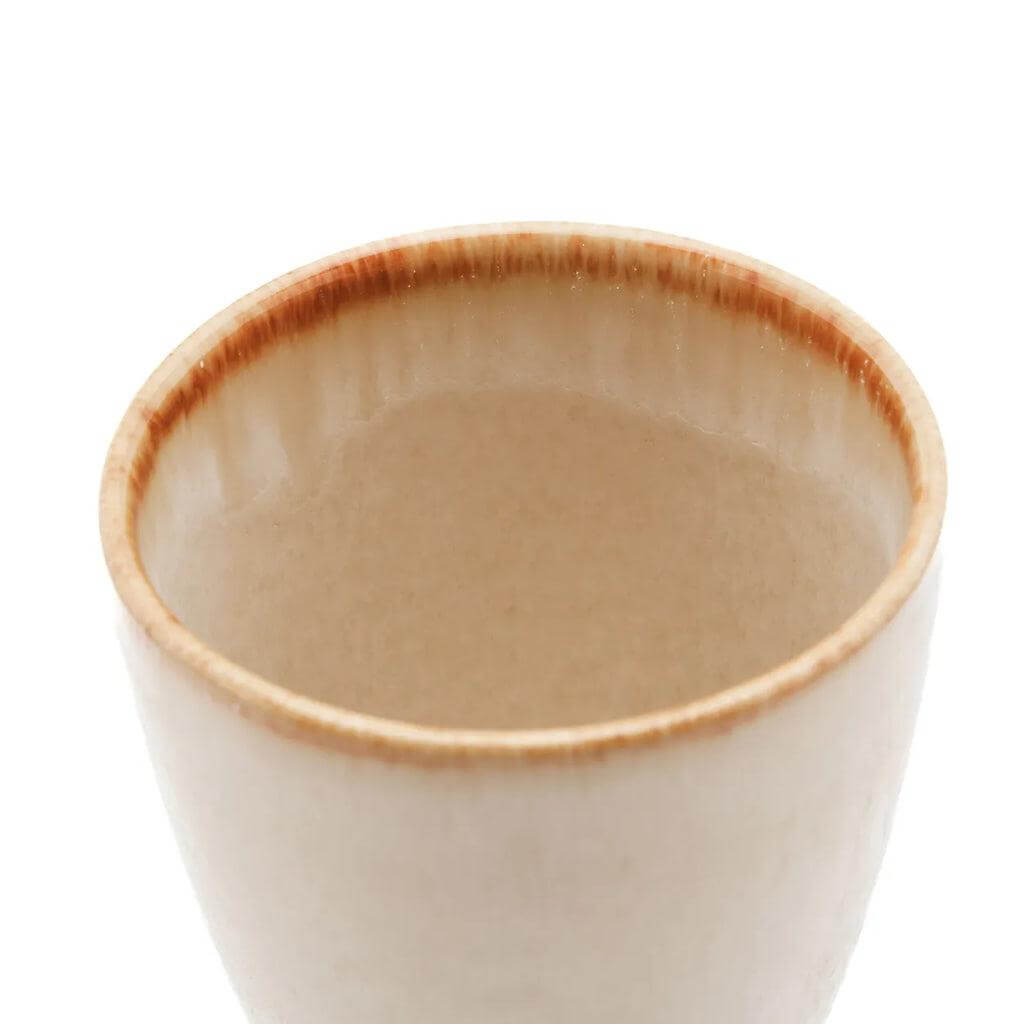 Portugese keramiekbeker wit met geel, handgemaakt servies voor brunch of diner, De Cascais Beker set van 6, uniek design