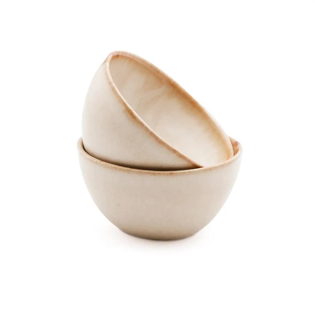Set van 6 Cascais Cornflakeskommen, handgemaakt keramiek in wit met geel, ideaal voor brunch, lunch of diner.