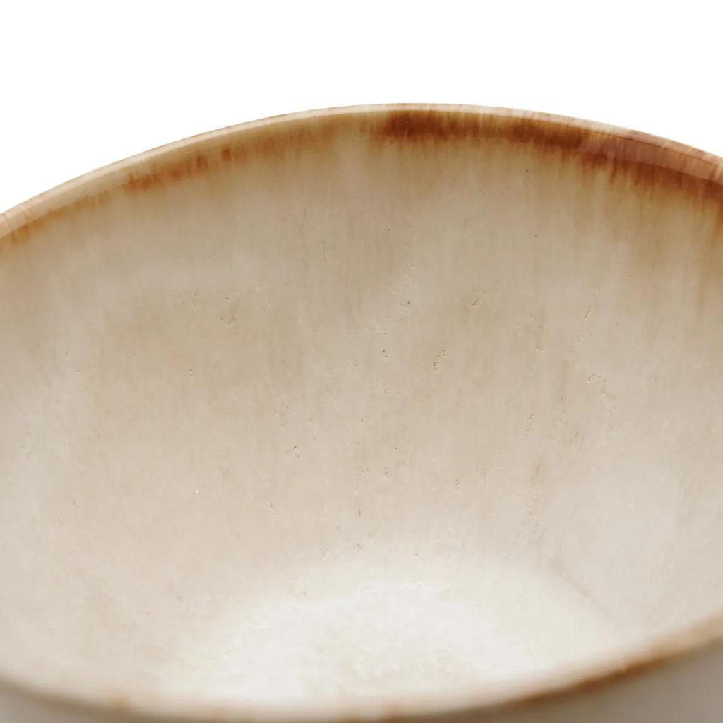 Handgemaakte De Cascais cornflakeskom met unieke wit-geel kleurschakering, perfect voor brunch, lunch of diner. Set van 6.