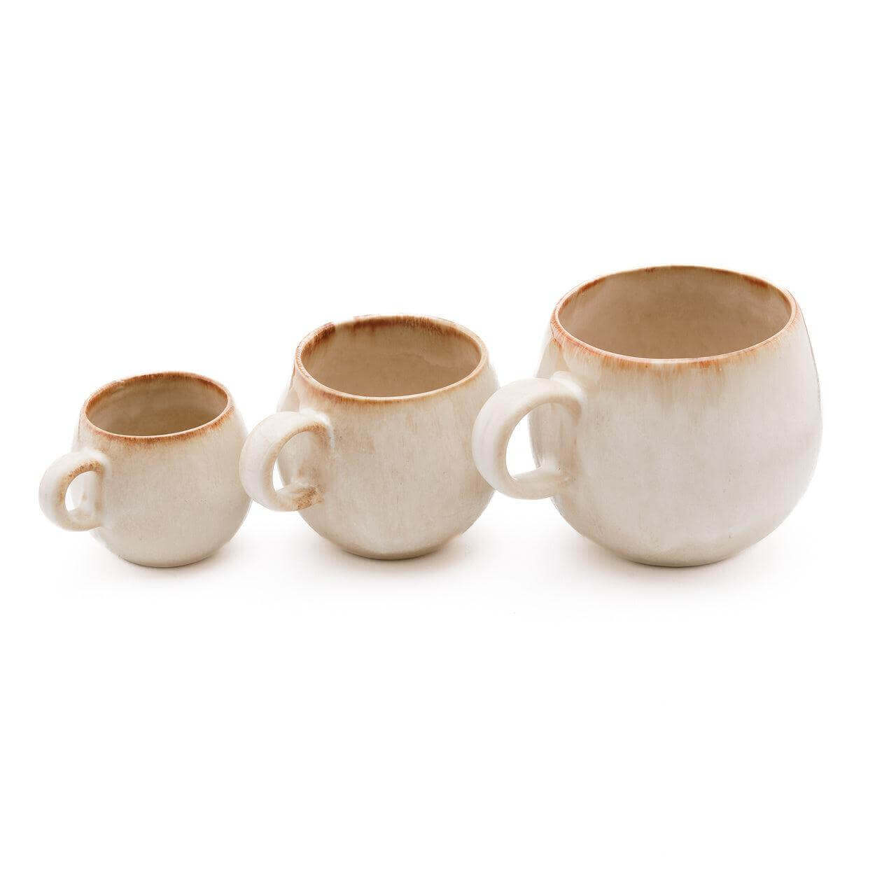 Set van 6 witte De Cascais koffiemokken L met gele accenten, perfect voor elke gelegenheid, brunch tot diner.