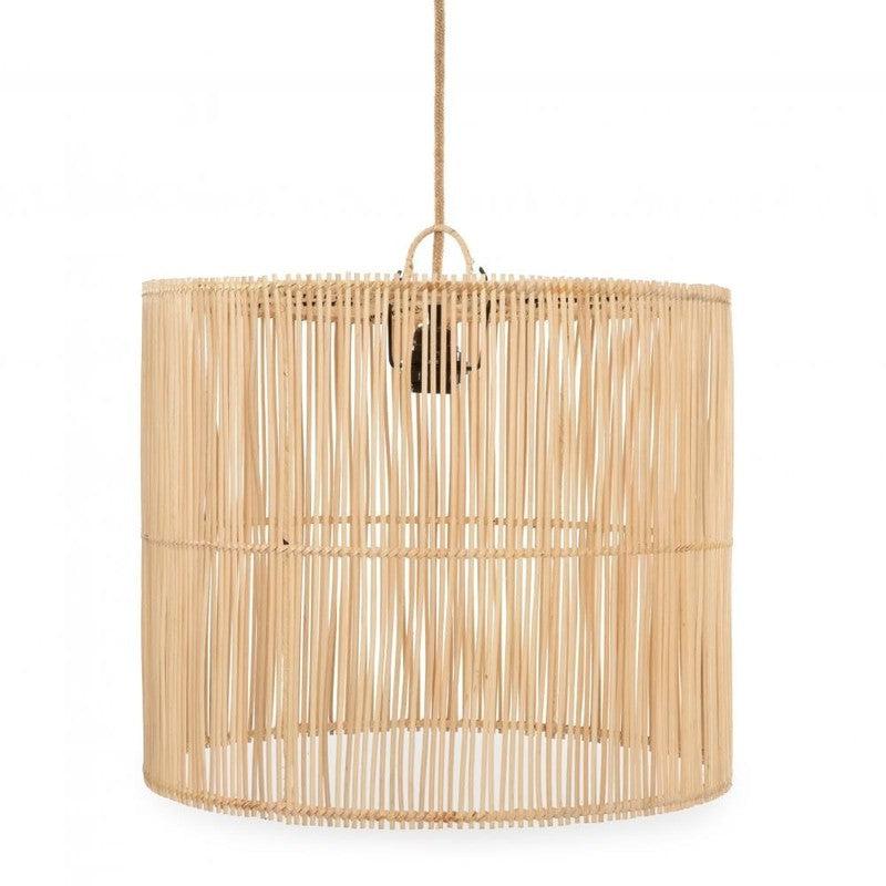 Alt Tag: De Chacha Hanglamp van rotan in natuurlijke kleur, elegant voor elke ruimte. Creëert prachtige schaduwen en is veelzijdig inzetbaar.