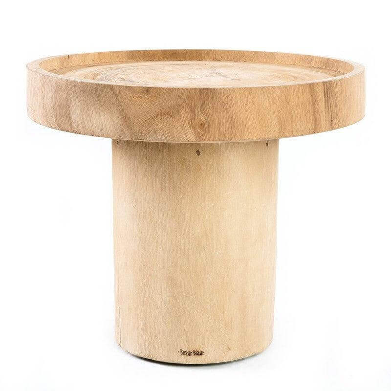 Stijlvolle De Chimborazo bijzettafel van natuurlijk suarhout met subtiele rand; perfect voor woonkamer of slaapkamer.