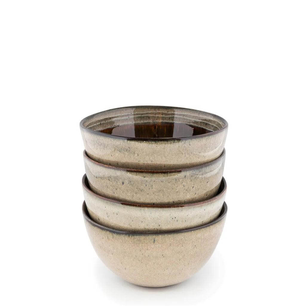 Set van 6 De Comporta cornflakeskommen in Portugese keramiek met craquelé glazuur, perfect voor een stijlvol gedekte tafel.