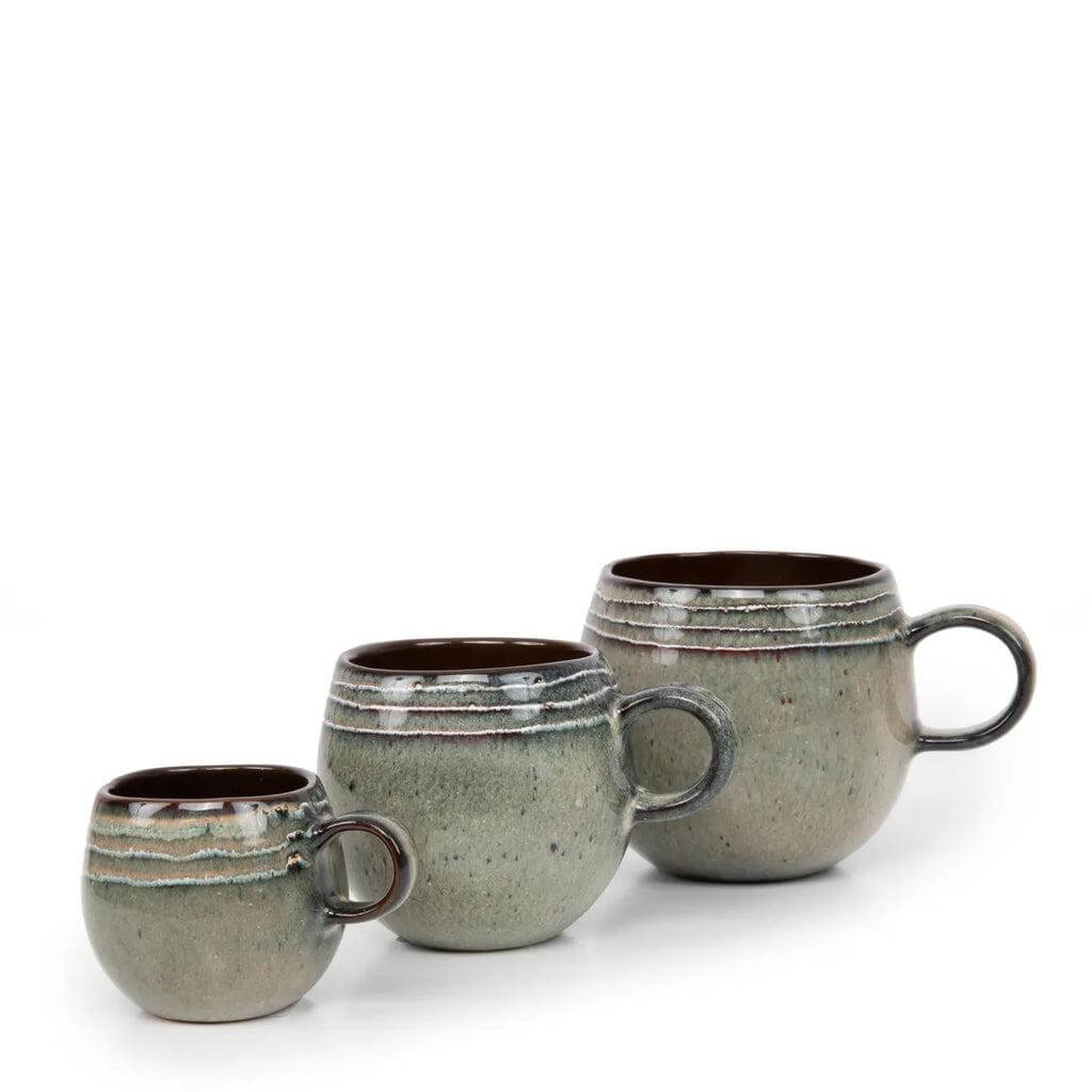 Set van 6 De Comporta Espresso Kopjes, aardewerk met gemengde kleuren, geschikt voor vaatwasser en voedsel, hoogte 6 cm.