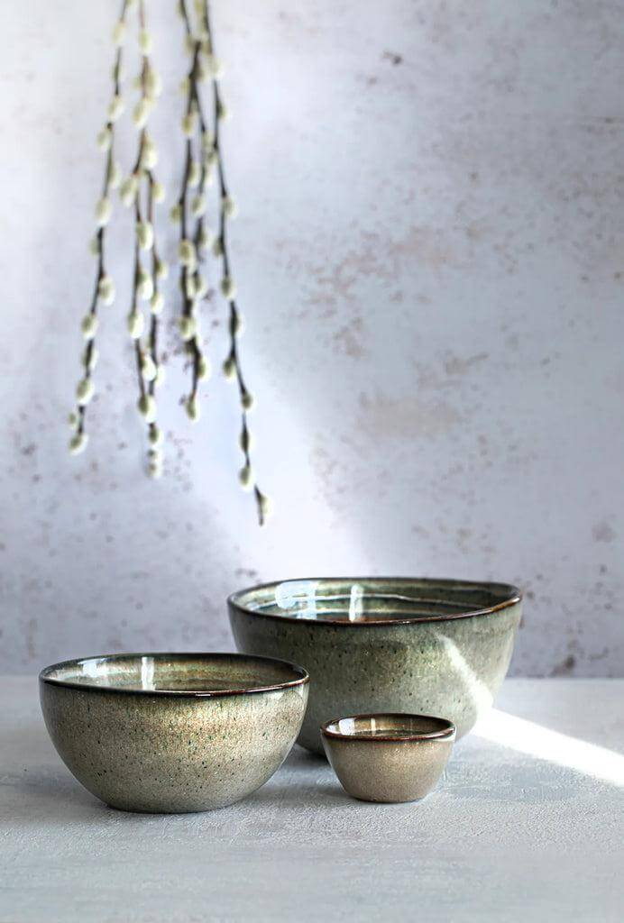 Set van 6 Portugese keramische kommen in craquelé glazuur, perfect voor brunch of diner. De Comporta Collectie met unieke kleuren.