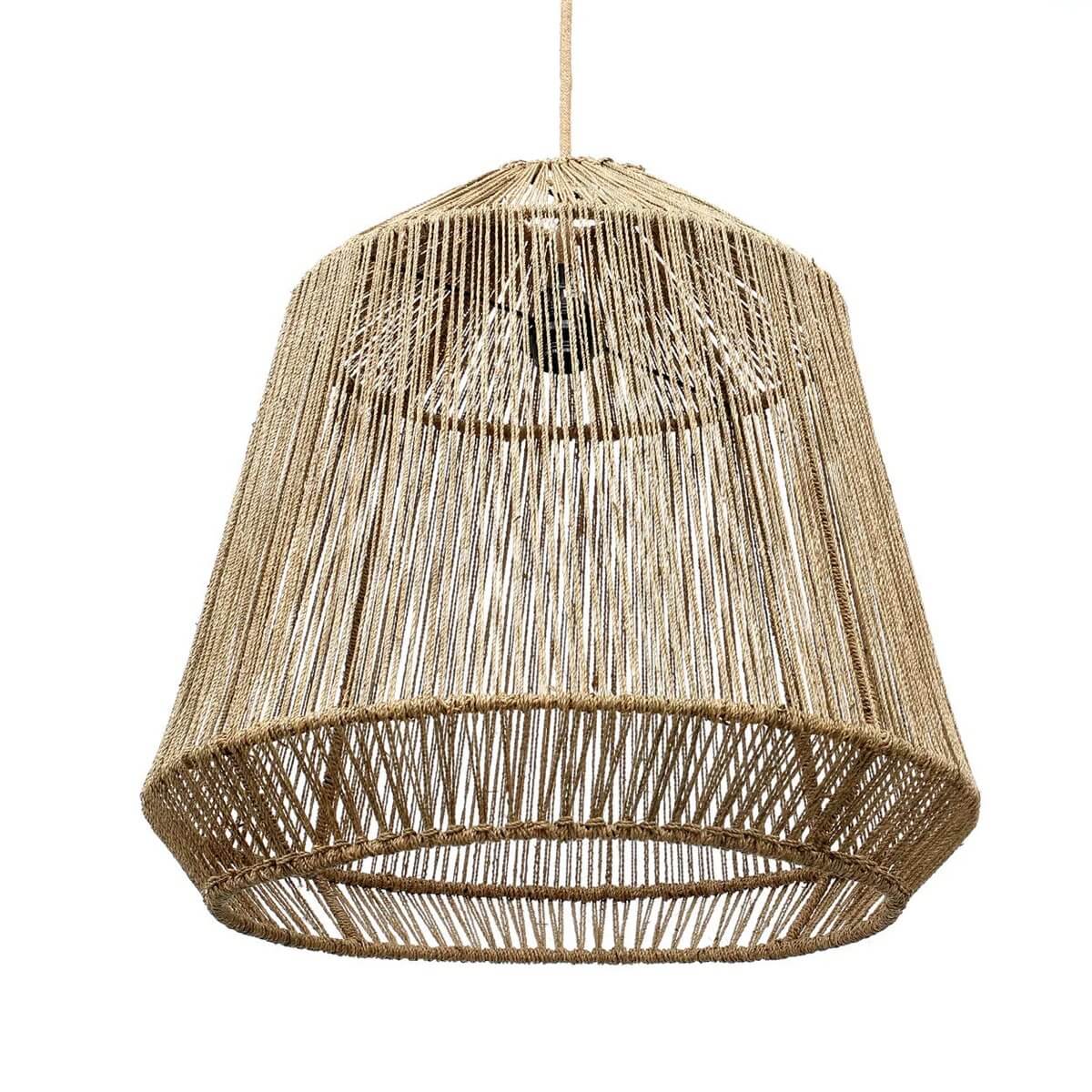 Natuurlijke hanglamp van handgeweven zeegras, perfect voor een boho-inrichting in slaapkamer of terras. Geen bedrading inbegrepen.