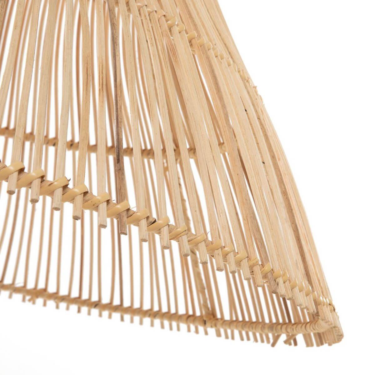 Rotan kegelvormige hanglampenkap "De Flirt-hanger" voor elegante verlichting, zonder bedrading of stekkers, geschikt voor indoor en overkapping.