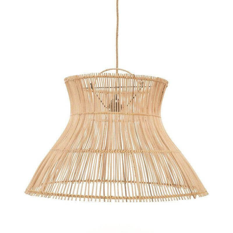 Rotan kegelvormige hanglamp voor een elegante en natuurlijke uitstraling in elke kamer. Creëert prachtige schaduwen op het plafond.