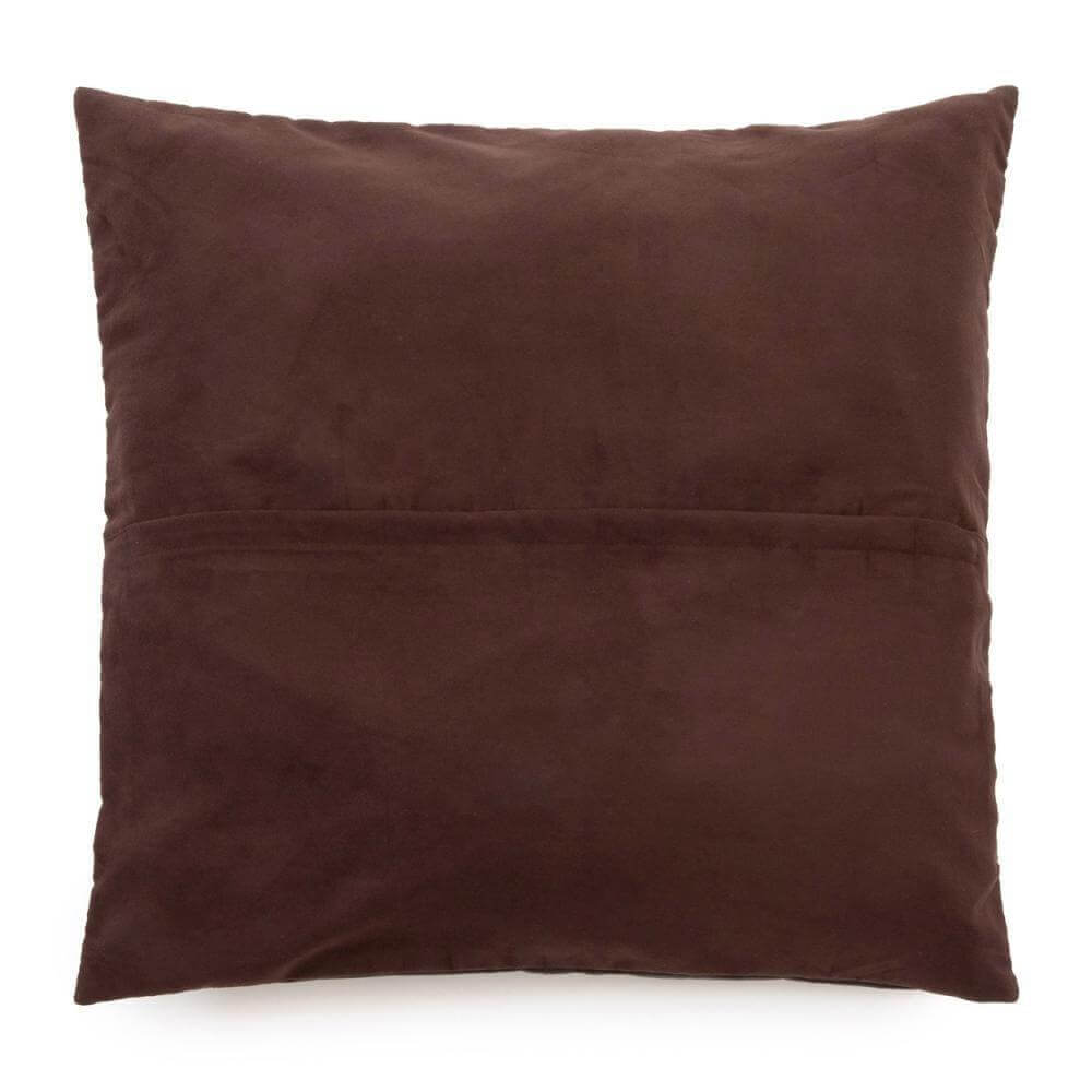 Vier-panelen leren kussenhoes in chocoladebruin, 60x60 cm, voegt stijl en textuur toe aan elk interieur. Perfect voor woonkamer of tuin.