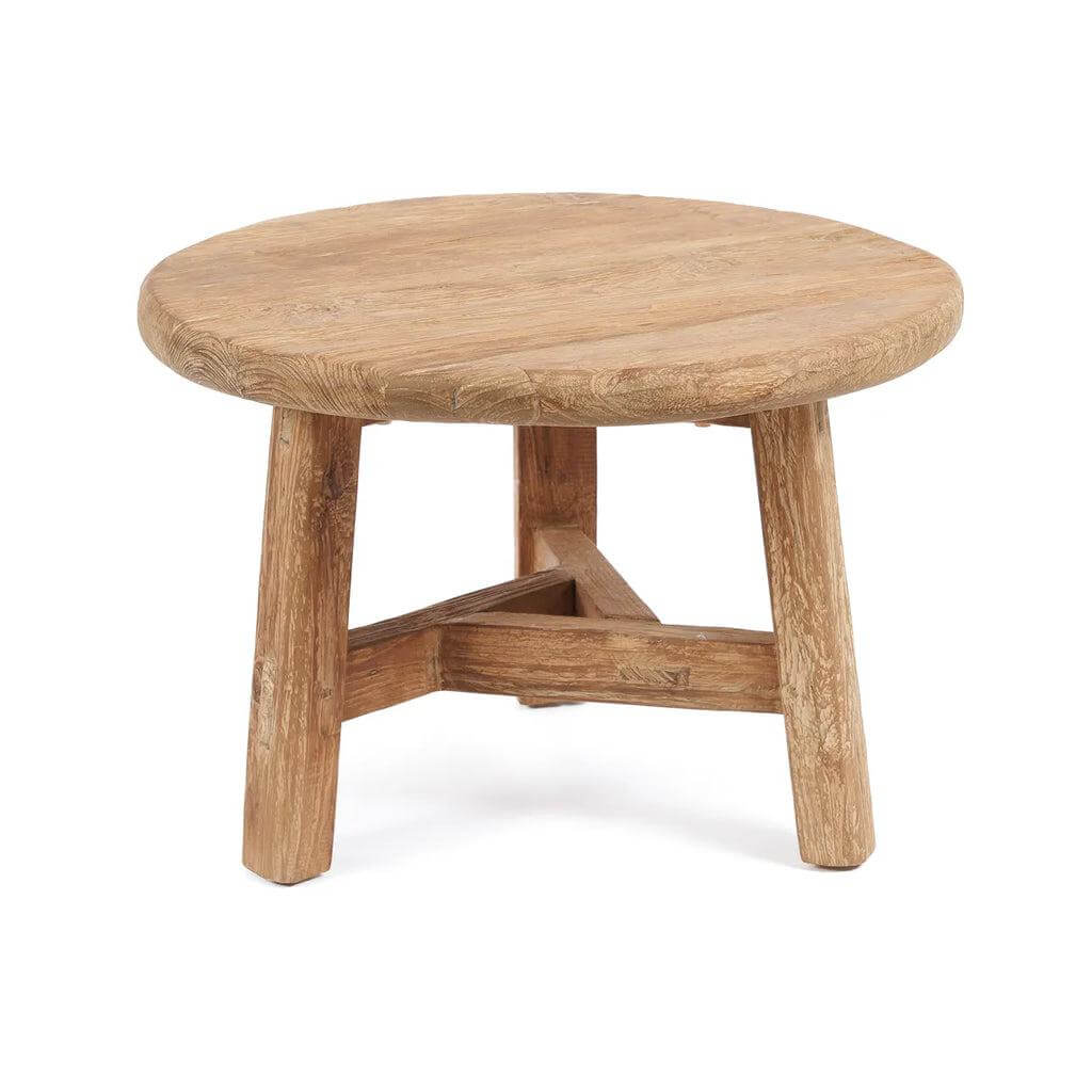 Ronde Fusuma salontafel van gerecycled teakhout, ruimtebesparend en rustiek ontwerp voor elke interieurstijl.
