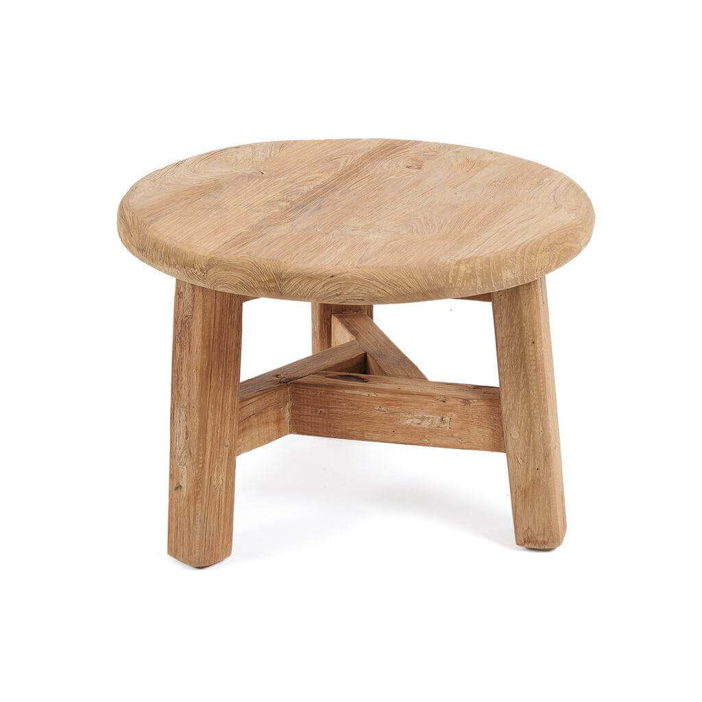 Ronde Fusuma salontafel van gerecycled teakhout, rustieke uitstraling, ruimtebesparend design. Ideaal voor elk interieur.