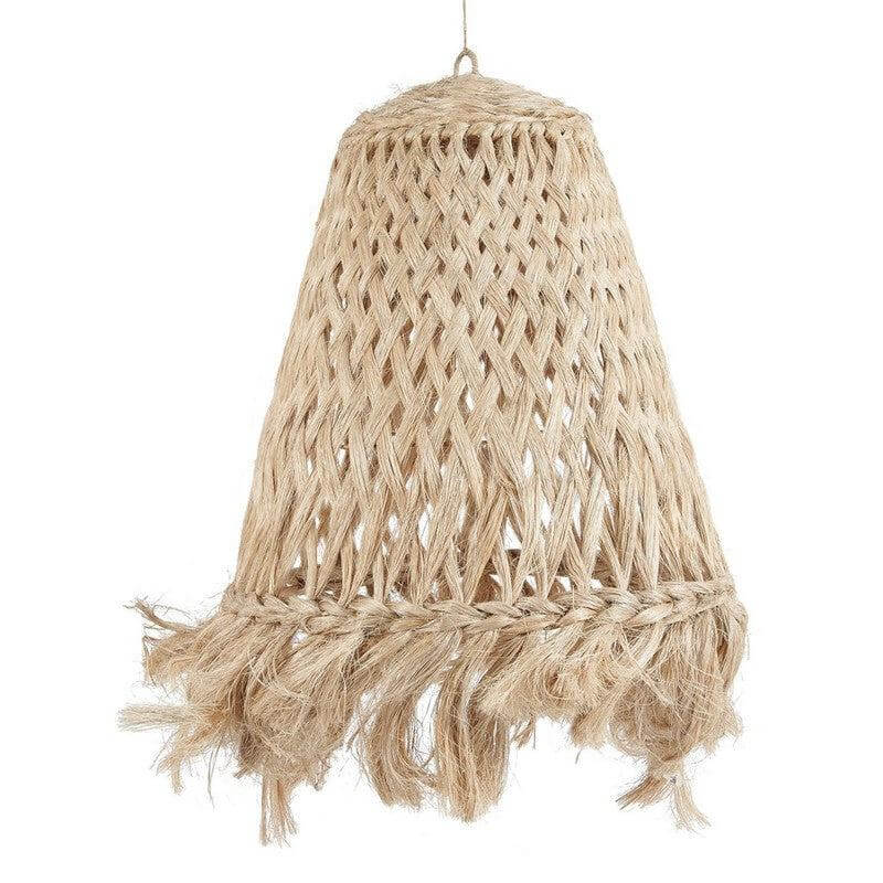 Alt Tag: Hanglamp van abaca natuurgras, geweven design, Jelly Fish stijl, natuurlijke uitstraling, 63 cm hoog, handgemaakt, landelijke charme.