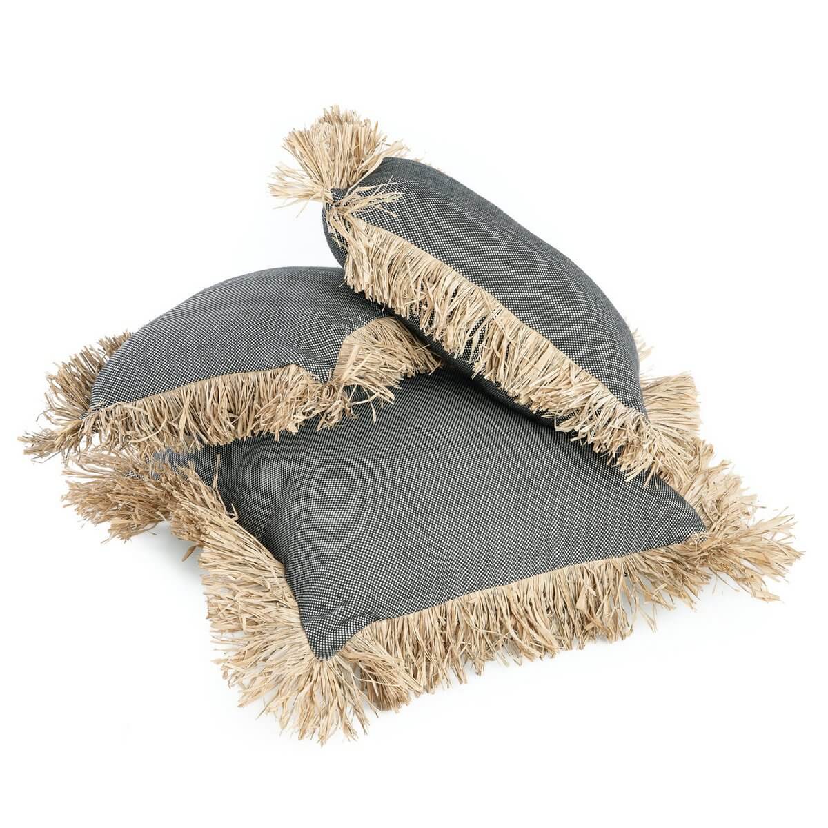 De Katoenen Bonita Kussenhoes - Naturel Zwart - 30x50-Bazar Bizar Living-Ik Hout ervan.