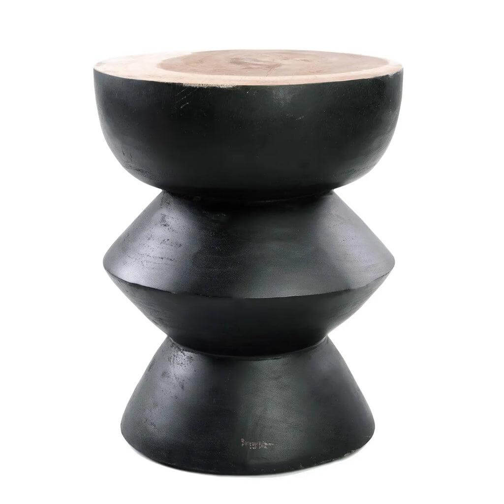 De Kulun Kruk - Zwart Naturel, stijlvolle en functionele suarhouten kruk, perfect voor modern en minimalistisch interieur.
