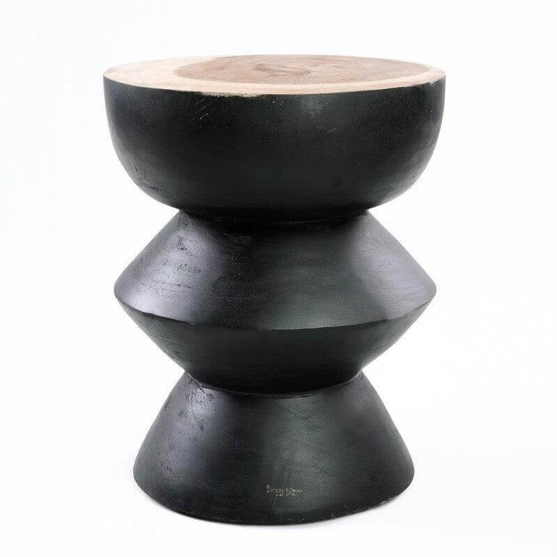 De Kulun Kruk - Zwart Naturel, handgemaakt van Indonesisch suarhout, modern en stijlvol ontwerp voor minimalistische interieurs.