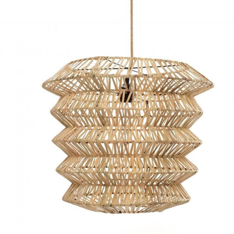Rotan hanglamp De Mad Moiselle in natuurlijke tinten, oosterse stijl, taps toelopend design, perfect voor bohemien woondecor.