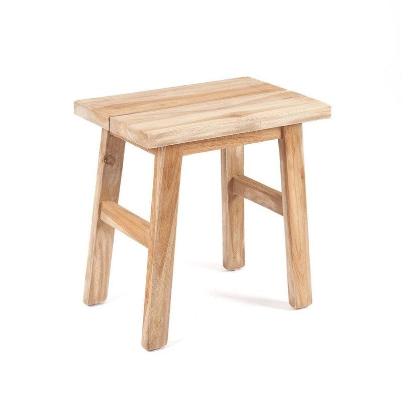 De Makara Kruk in naturel, gerecycled teakhout, veelzijdige zitplek of bijzettafel, milieuvriendelijk en stijlvol design, hoogte 45 cm.