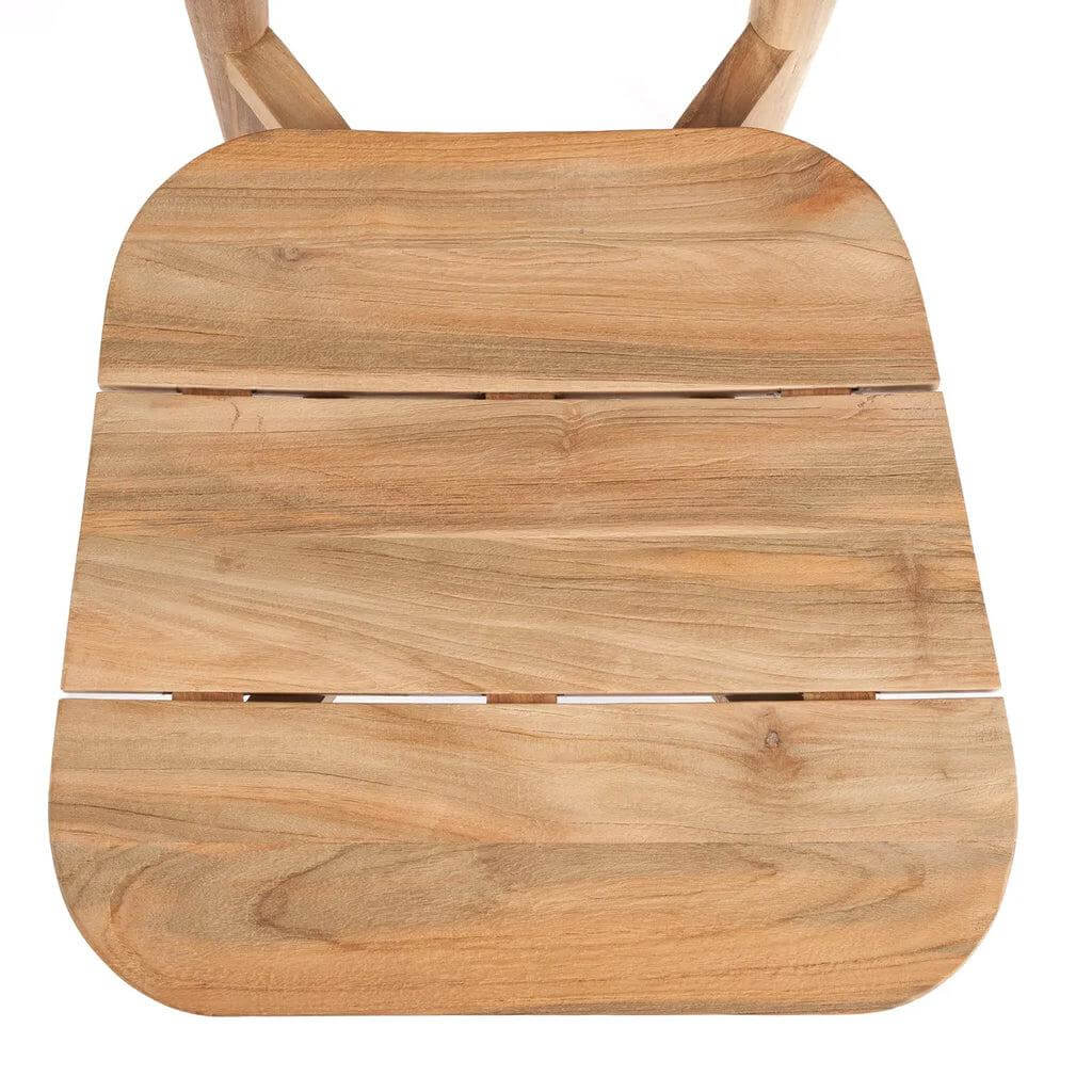Bovenaanzicht van de zitting van een Matita eetkamerstoel met elegant en tijdloos design in hout.