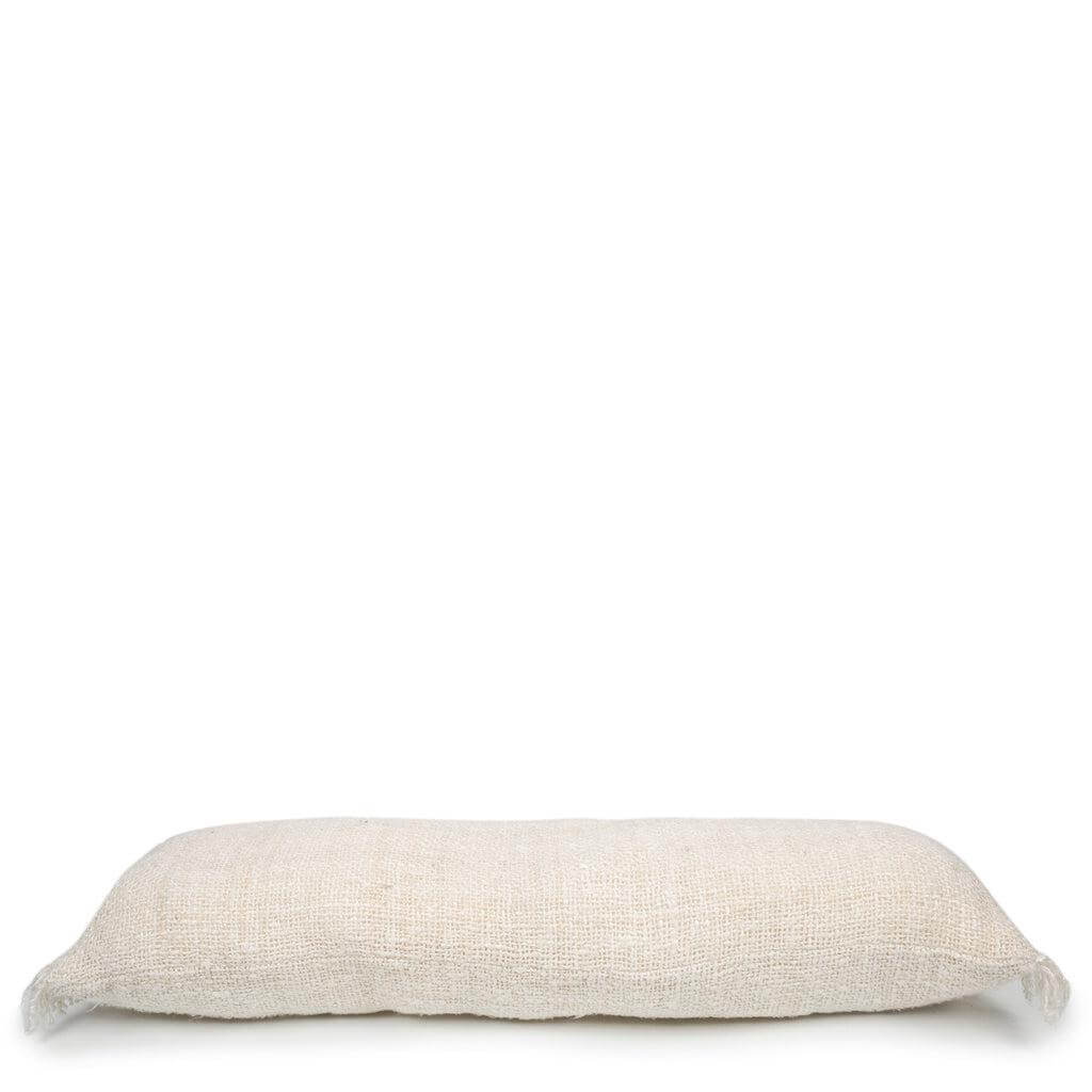 Alt Tag: De Oh My Gee kussenhoes in crème, zachte katoenen boho-stijl voor interieurdecoratie, maat 35x100 cm, zonder binnenkussen.
