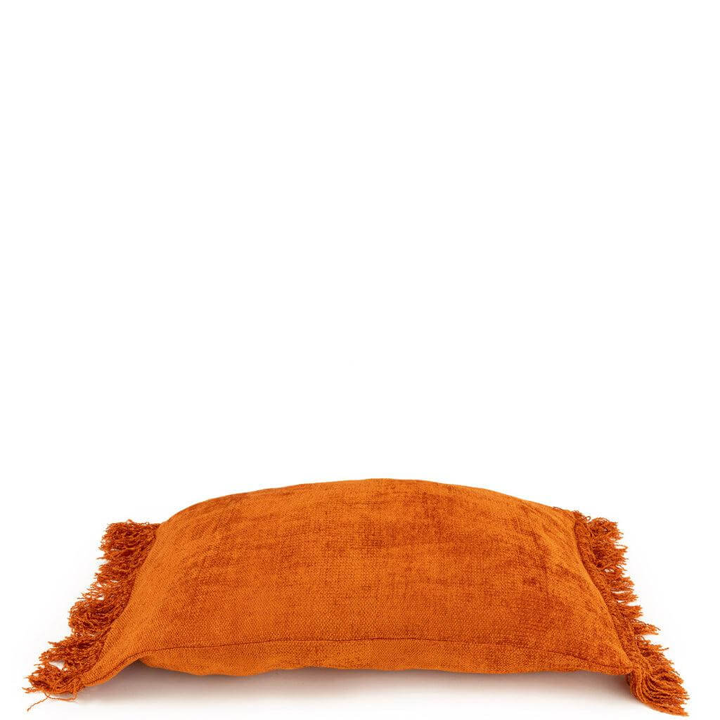 De Oh My Gee Kussenhoes in roest velvet, 30x50 cm, bohemian sfeertextuur voor interieur. Handgemaakt katoenen design.