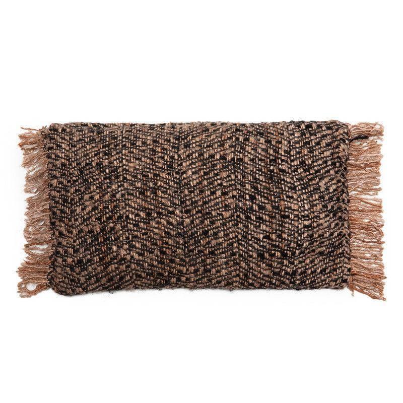 De Oh My Gee kussenhoes zwart koper, 30x50 cm, bohemian stijl, zachte katoen zonder binnenkussen. Perfect voor interieur of patio.