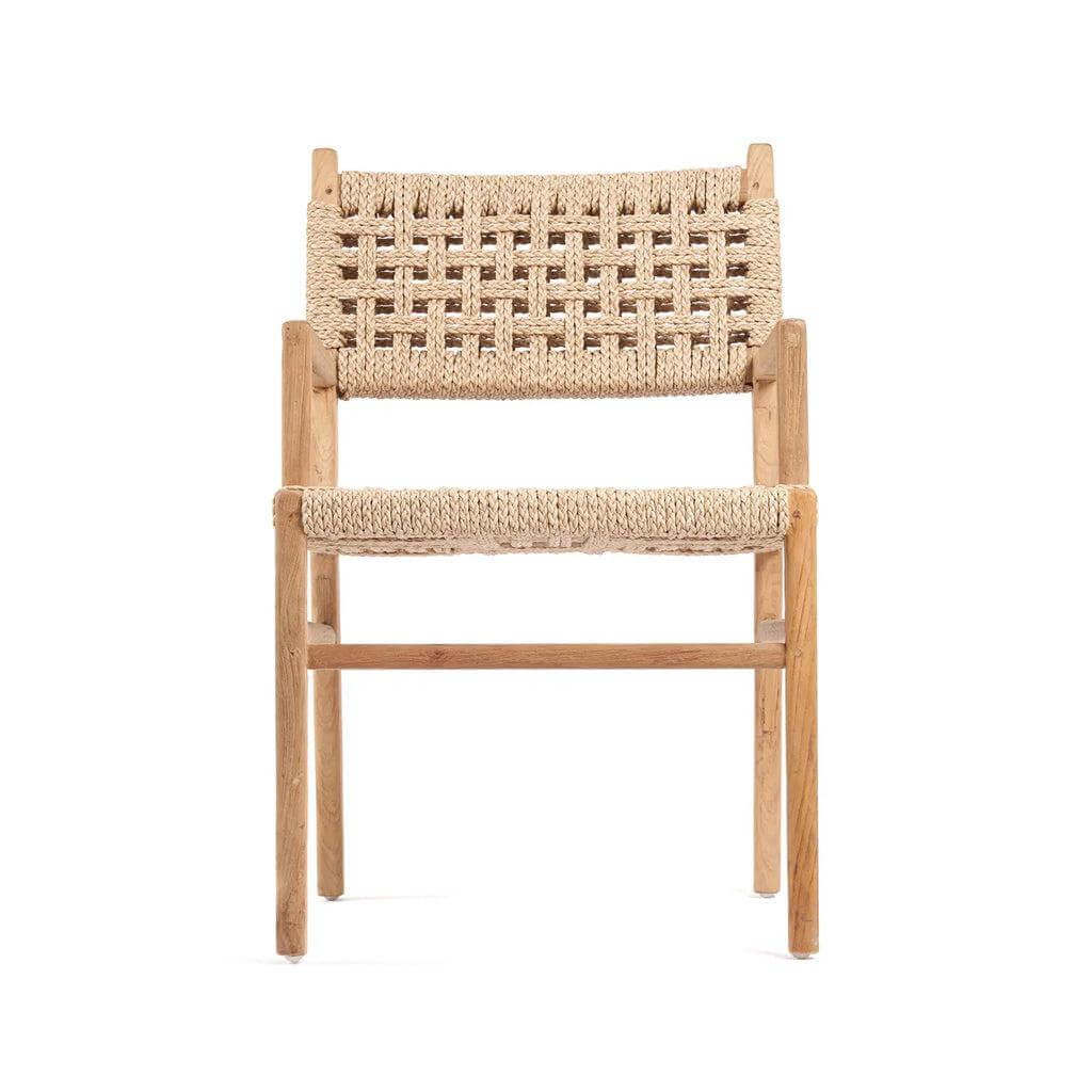 Stijlvolle Othonoi eetkamerstoel van gerecycled teakhout met ergonomisch ontwerp, ideaal voor een duurzame eetervaring.