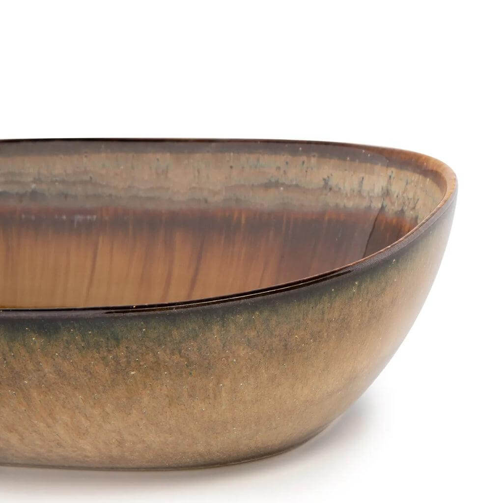 Keramische ovale kom uit de Comporta Collectie met craquelé glazuur van Portugese makelij, elegant voor tafelsetting.