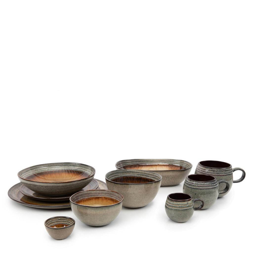 Ovale Comporta Kom set van 4 in Portugees keramiek met craquelé glazuur, perfect voor stijlvolle brunch- en dinerservies.