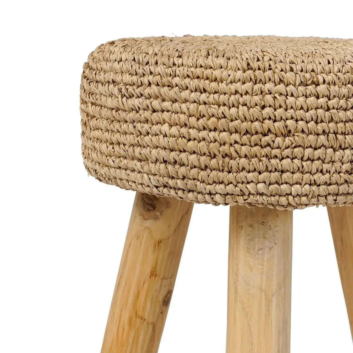De Raffia Kruk - Natuurlijk-kruk-Bazar Bizar Living-Ik Hout ervan.