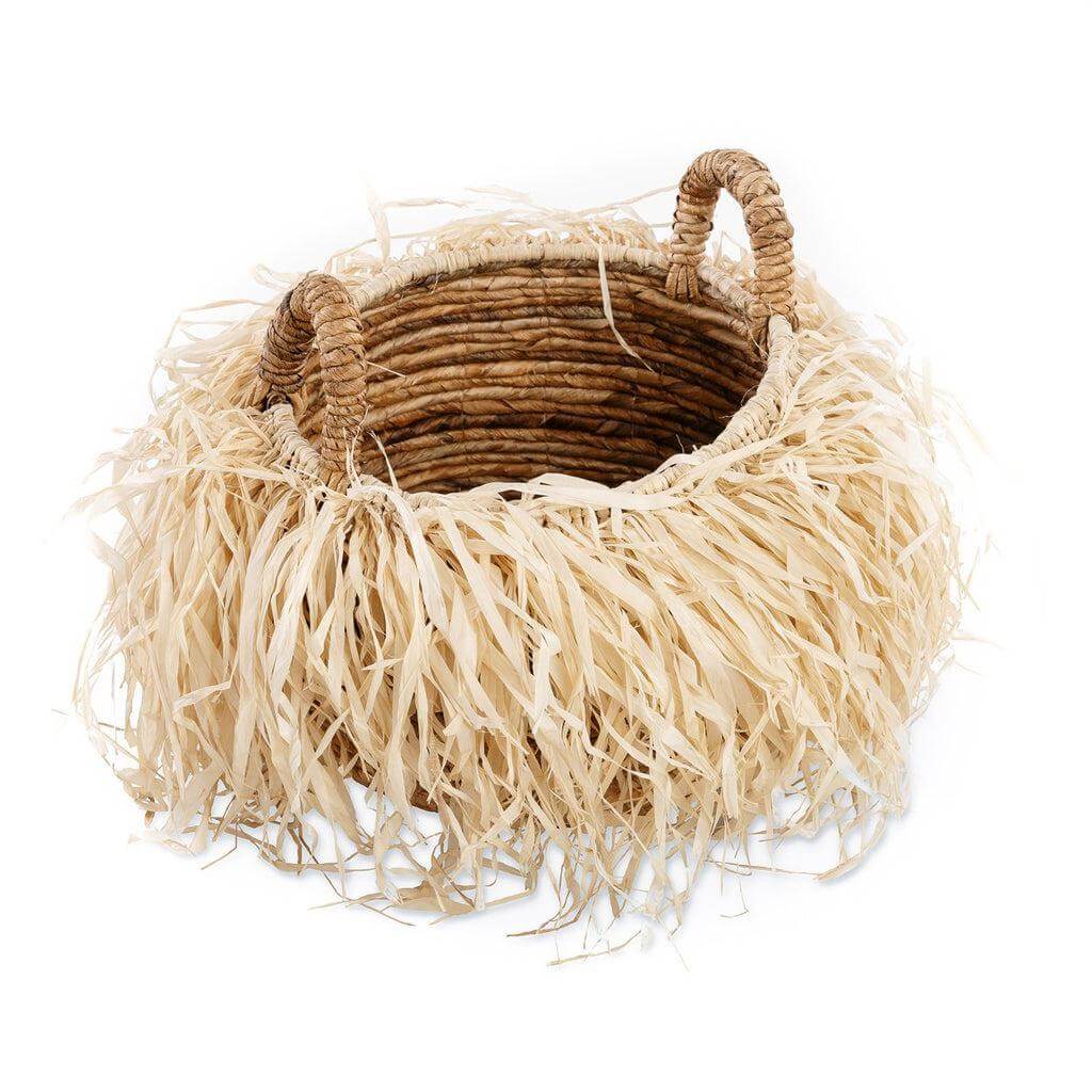 Grote De Raffia Mand gemaakt van bananenblad met natuurlijke kleur en tropische uitstraling, perfect voor opbergruimte.