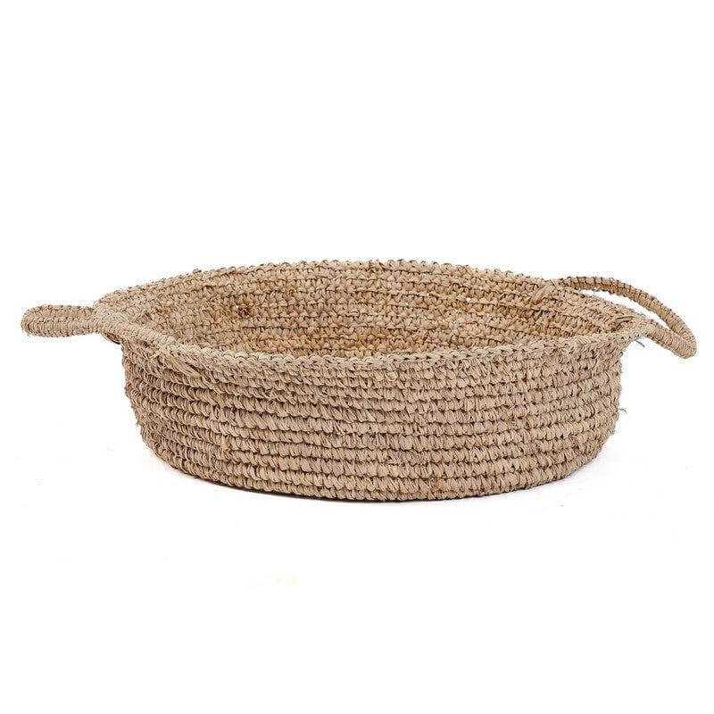 Raffia mandenbak - natuurlijke rustieke mand met handvatten, ideaal voor opbergen en decoreren, perfect voor kleinere ruimtes.
