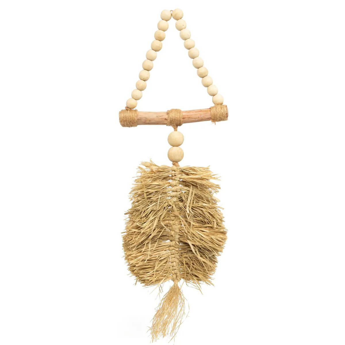 Bohemian raffia tassel hand-crafted by Balinese artisans, perfect for home decor with exotic flair, by Bazar Bizar Living.