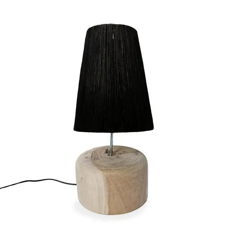 De Raffia teak houten tafelLamp-tafellampen-Bazar Bizar Living-Ik Hout ervan.