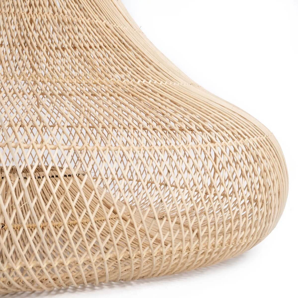 Close-up of the natural rattan texture of De Shala Bohemian lamp, showcasing its intricate design for stylish interiors.