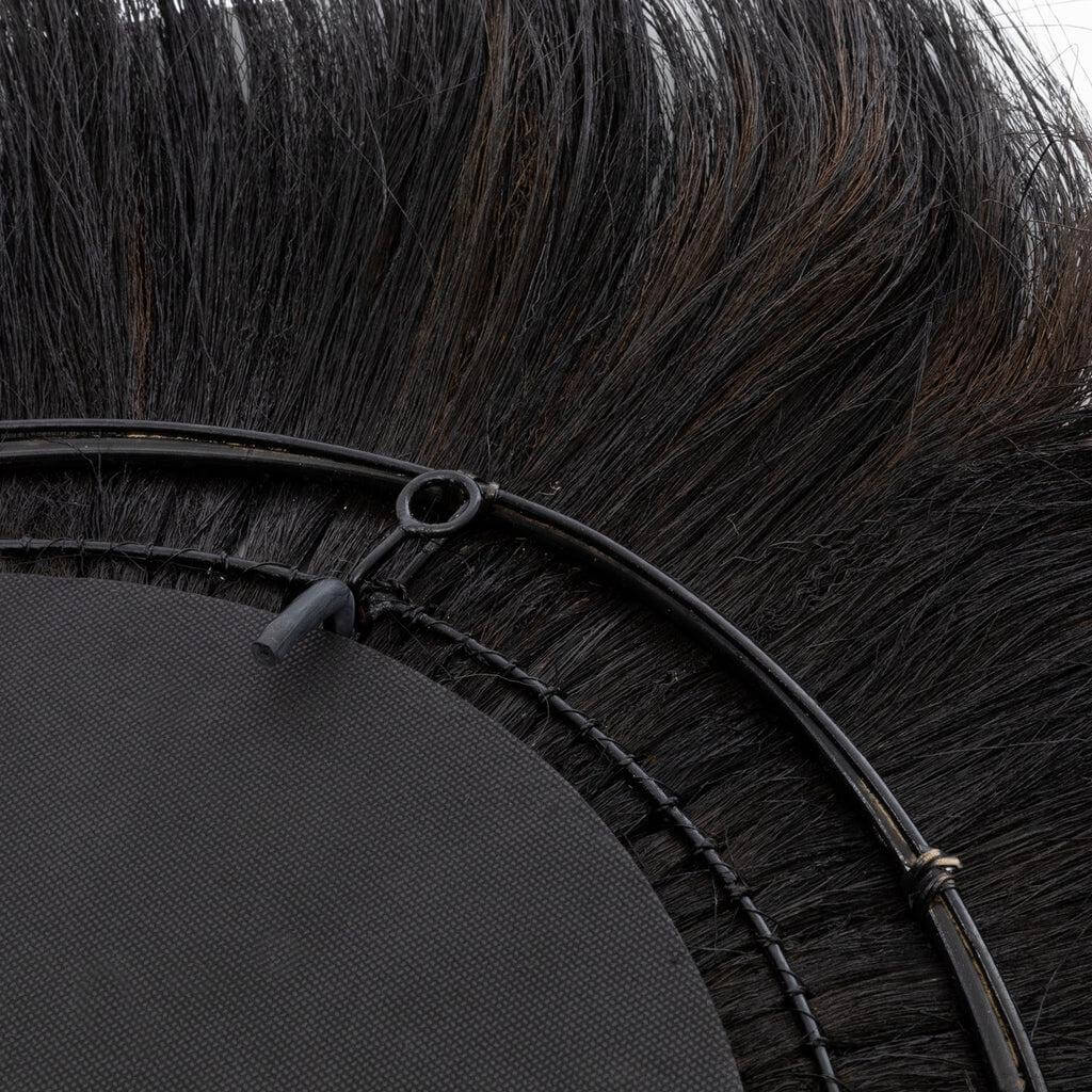 Close-up van de Simba wandspiegel met zwarte Rayung Grass manen, boho stijl, ideaal voor elke kamer, trendy en elegant.