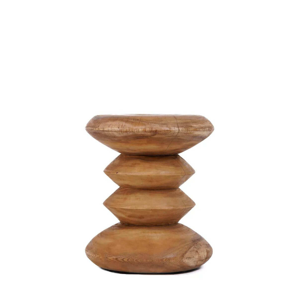 Bohemian style Simi-kruk side table made from solid teak wood, perfect for adding a natural, summery vibe to any space.