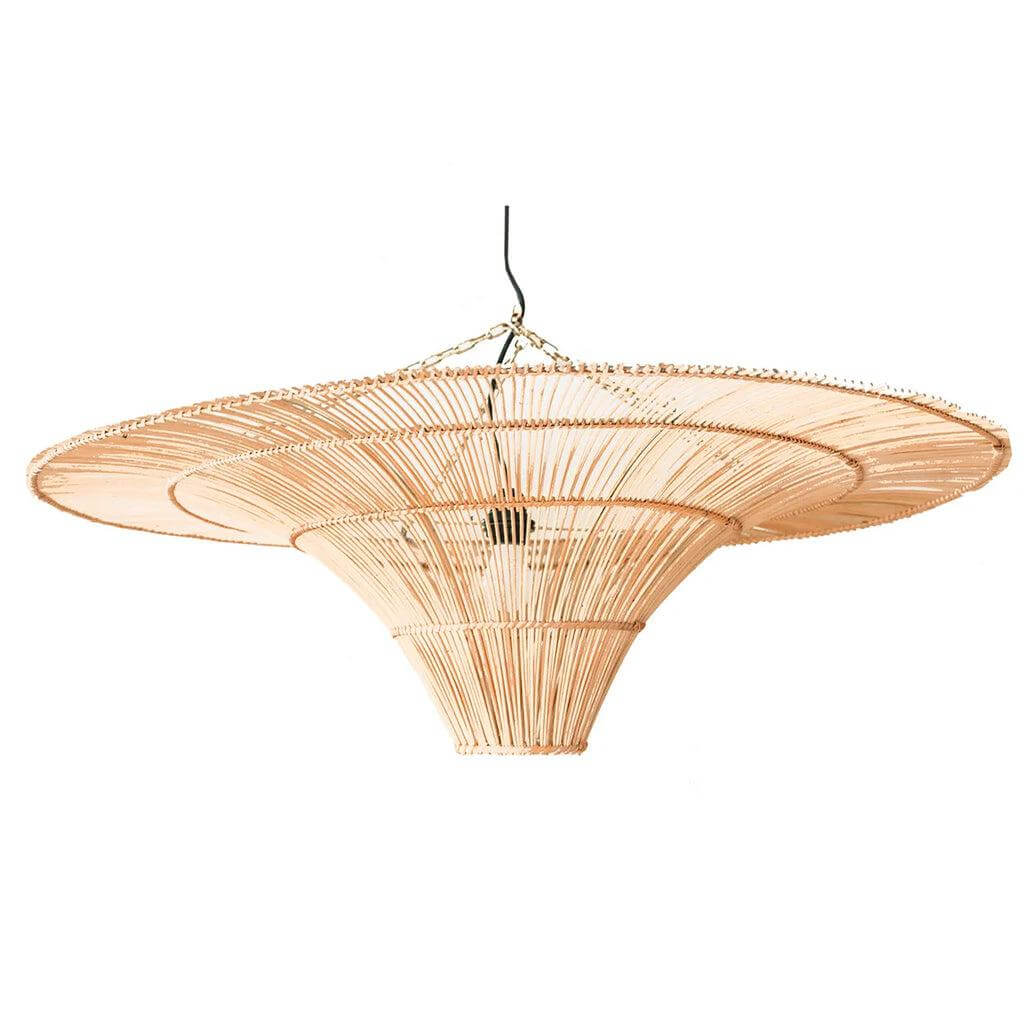 De Sky Hanglamp - Natuurlijke rotan XXL hanglamp voor plafonddecoratie, verkrijgbaar in natuurlijk en zwart. Trendy interieurkeuze 2023.