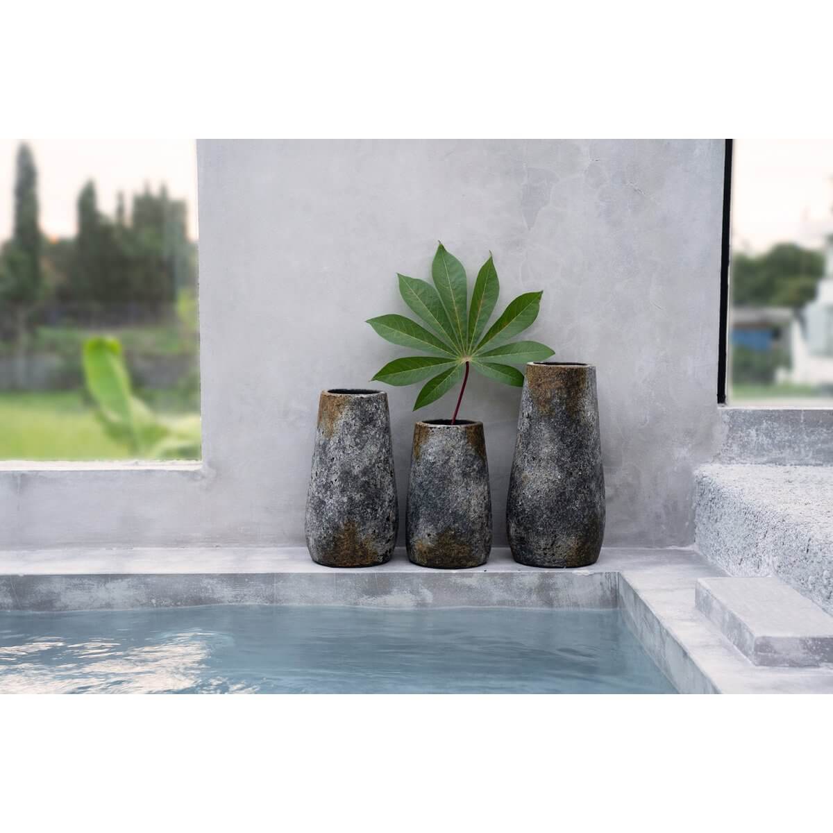 Alt Tag: Bohemian-style terracotta vases in antique grey, perfect for adding charm to your home decor. Ideal for fresh or dried flowers.