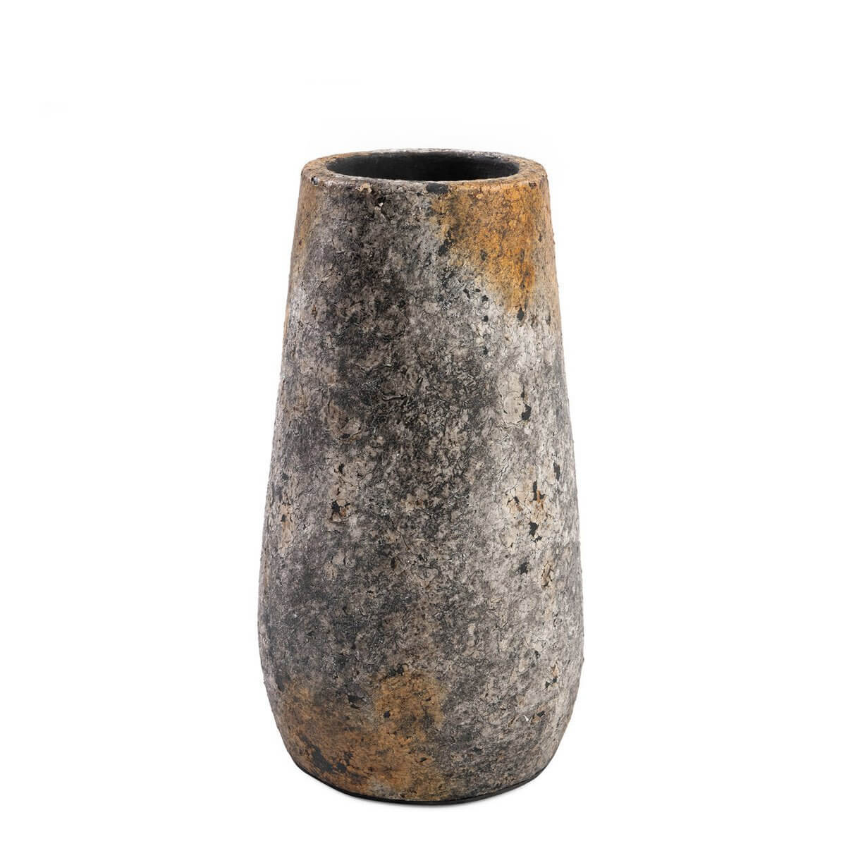Bohemian style Spooky antique grey vase made of terracotta, perfect for adding charm to any room with fresh or dried flowers.